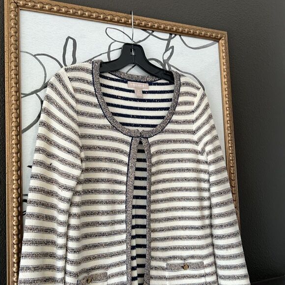 Banana Republic Metallic Stripped Cardigan Size Medium New - Picture 2 of 5